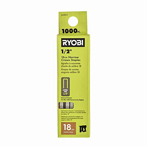 RYOBI Lot de 1000 agrafes à couronne étroite 18GA 1/4 x 1/2