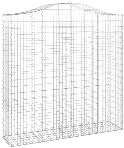 vidaXL Gabione mit Hochbogen 3 STK., Steinkorb Drahtkorb Dekorativ, Gabionenkörbe Verstärkte Gabionenhaken, Gabionenwand Gabionen Zaun Garten, Verzinktes Eisen