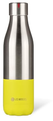 LES ARTISTES Paris A-4242 Bottle'Up, Thermos 500 ml, Gourde isotherme sans BPA, Réutilisable, Garde au chaud 12h et au froid 24h, Acier Inoxydable, Design Split Lemon Dark