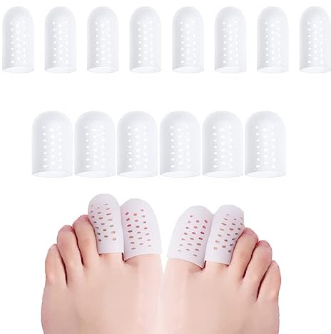 CUHZA 14 Stück Zehenschutz Silikon, Atmungsaktive Gel Zehenkappen mit 2 Größen Zehenschoner, Für Blasen, HüHneraugen, Hammer Zehen, ZehennäGel Verlust, Reibung Schmerzlinderung Und Mehr.