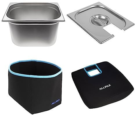 Allpax Sous Vide Isolierungs-Set GN 1/2: GN 1/2 Behälter (200mm) inkl. Isolierung + GN 1/2 Deckel mit Ausschnitt inkl. Isolierung