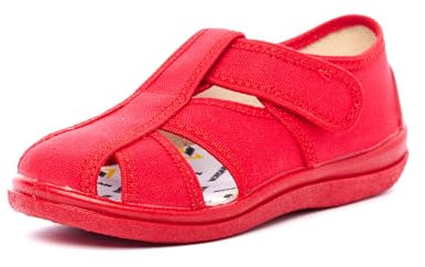 Nordan 127550 bequeme und rutschfeste Kinderschuhe aus Textil für Spaziergänge, Kindergarten und Zuhause (rot 0201, numeric_22)