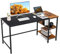 COSTWAY 140 cm Langer Schreibtisch, Computertisch mit Ablageflächen, Bürotisch mit Spleißplatte, großer PC-Tisch Arbeitstisch für Büro, Zuhause