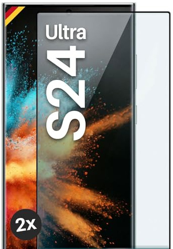 moex CurveProtect für Samsung Galaxy S24 Ultra Panzer Schutzglas, Full Screen Schutzfolie randlos, ganzer Bildschirm komplett abgedeckt, Panzerfolie Curved 3D Glas Folie, Schwarz 2 Stück