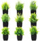 ​ZENFUN - Paquete de 9 mini plantas artificiales en maceta negra, planta de vegetación sintética para decoración de interiores, hogar, oficina, juego de plantas pequeñas falsas para baño, dormitorio