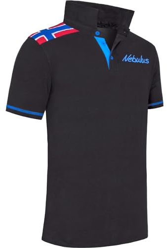Nebulus Herren Poloshirt NORWEGEN, Shirt, Sweatshirt, Polo, schwarz-Kobalt - L