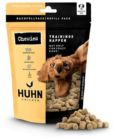 Chewies Trainings-Happen Huhn Hundeleckerli getreidefrei, Soft und ohne Zucker - Monoprotein Hunde-Leckerlis in der wiederverschließbaren Verpackung - Made in Germany (6 x 175 g)