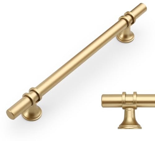 Amerdeco 10 Pack Black & Gold Cabinet Pulls 6.3 Inch(160MM) Hole Centers Kitchen Cabinet Handles Cabinets Hardware Drawer Pulls AM002