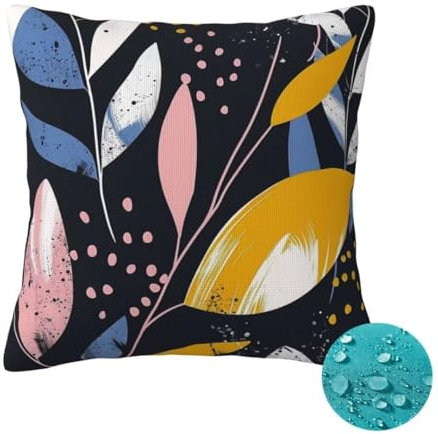 Outdoor Kissen Wetterfest 2 Stück Nordisch Kissenbezug 45x45cm, Sommer Gartenkissen Deko Outdoor Sitzkissen Wetterfest, Kissenbezüge Blätter Outdoorkissen für Balkon Terrasse Patio Garten Deko -OZ171