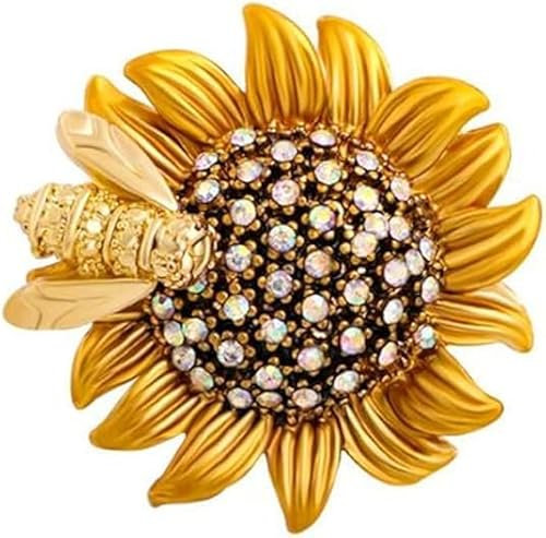 xutao Gold Sonnenblume Brosche Pin für Frauen - Moderner Schmuck mit Strasssteinen