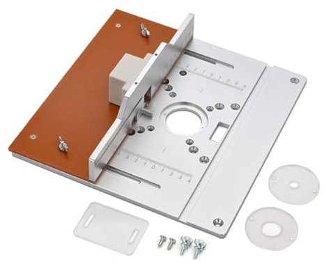 iFutniew Aluminium Oberfräse Tisch Einlegeplatte Elektrische Holzfräsen Flip Board mit Gehrungslehre Führungsset Tischsäge Werkbank-B