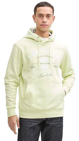 TOM TAILOR Herren Hoodie Sweatshirt mit Logo-Print, 29078 - Lime Cream Green, L