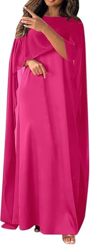 Goolecrimp Muslimische Robe Muslimische Elegante Fließende Mode Gebetskleidung Abaya Lockeres Bequemes Ästhetisches Kleid Islamisches Nahost Ramadan Gebets Gewand (Rose,M)