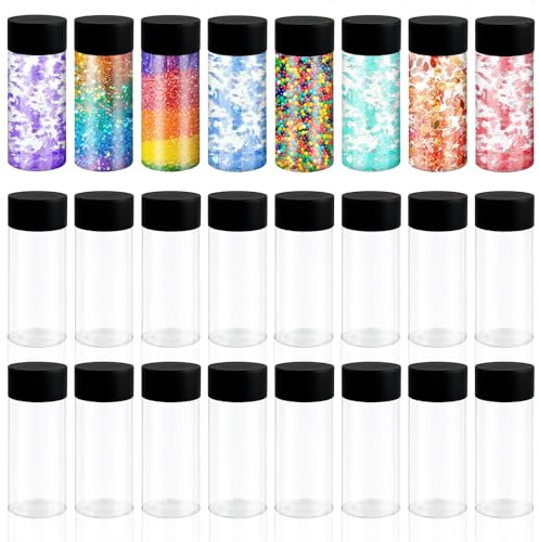 24 Pcs Sensory Bottles with Lids, 12 oz/ 350 ml Leakproof Clear Plastic Water Bottles Reusable Empty Sensory Bottles for Sensory Crafts Classroom Handmade Party Supply