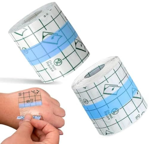 20 Meters Waterproof Transparent Bandage, 2 Rolls 10m x 5cm Stretch Adhesive Bandage Tape Clear Protective Bandages Dressing Tape for Swimming and Shower