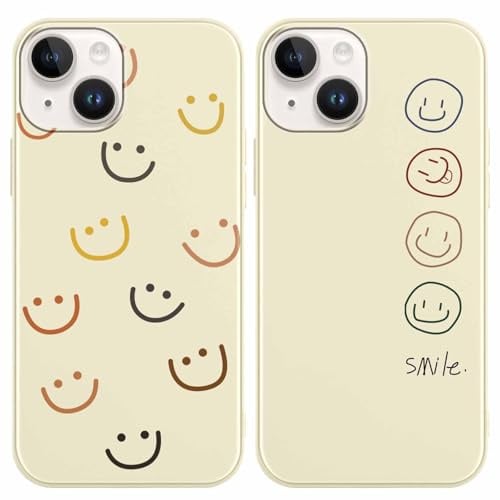Yoedge 2 Stück Handyhülle für iPhone 14 / iPhone 13 Hülle, Gesicht Niedliches Gemaltes Mädchen Aesthetic Handyhülle Dünn Weich Schlanke Flexible Silikon Stoßfest Schutzhülle für iPhone 13 6,1