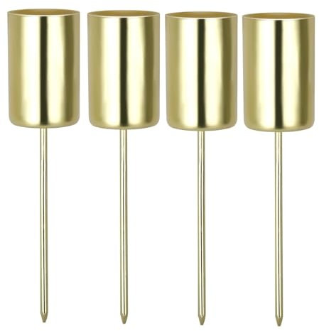 4 Stück Adventskranz Kerzenhalter, Retro Stabkerzenhalter kerzenhalter mit kurzem Dorn für Adventsgirlande Blumentopf Weihnachtsdekoration mit Pinzette (Gold)