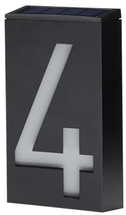 Solar-Türnummernleuchte, LED-beleuchtete Außenschilder, Hausnummernschild für Zuhause, Haus, Straße, Büro, Hotelzimmer (#4)