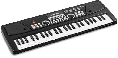 MAX KD49 - Kinder Keyboard mit Mikrofon, 49 Tasten, 16 Klangarten, 8 Rhythmen & Sounds, Kinderklavier mit Aufnahmefunktion, 8h Akku - E Piano Kids, Keyboard Piano Spielzeug für Kinder ab 4 Jahre,