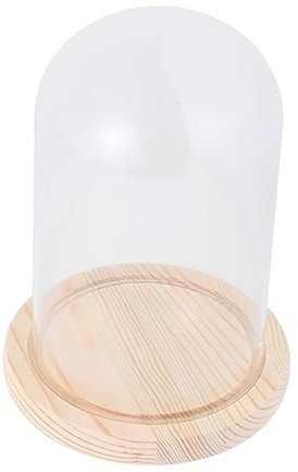 CAXUSD Blumenkuppel Glockenglas-Display-Kuppel Tischdekoration für Hochzeiten die Glasglocke Mikro-Landschaftsabdeckung Glashaube indoor plants zimmerpflanzen Blumenglasabdeckung Hölzern