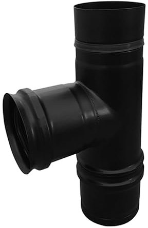 FIREFIX RES80/V Pelletofenrohr, 80 mm, Edelstahl, schwarz, T-Stück