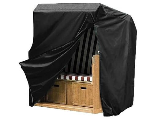 PUYEN Schutzhülle for Strandkorb, Schwarze Farbe, 130 x 100 x 135/170 cm, Gartenschutzhülle, Gartenwerkzeug-Zubehör
