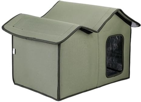Large Insulated Feral Cat House with Waterproof Design | Weatherproof Pet Shelter Featuring Transparent Door | Washable Cat Hut for Feral Cats, Stray Cats, and Small Dogs