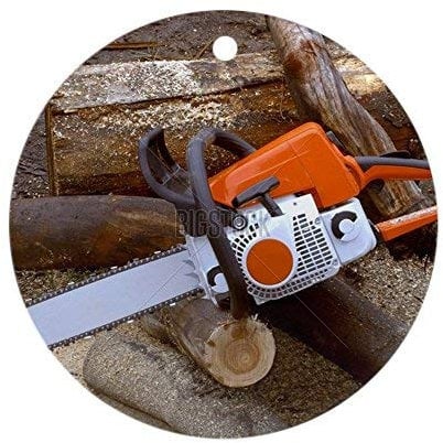 Weihnachtsbaumschmuck 7.3cm, Kettensäge Für Bauholz Und Brennholz Runde Keramik Ornament Personalisierte Christbaumschmuck Anhänger Elegant Weihnachtsschmuck Für Neujahr Geschenk Holiday Party