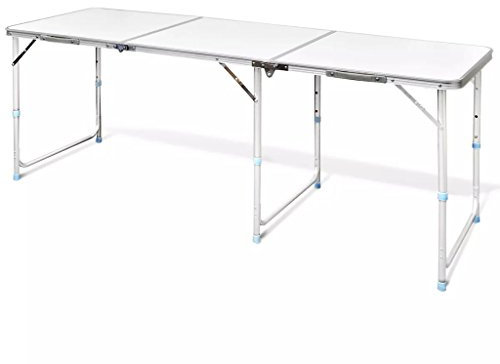 Xichuzi Campingtisch zusammenklappbar höhenverstellbar, Klapptisch, Camping Tisch, Tapeziertisch, Balkon Klapptisch, Beistelltisch, Campingmöbel, Aluminium 180 x 60 cm