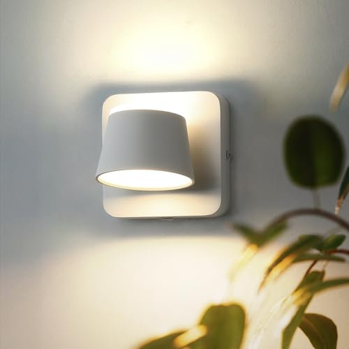Pasoar 6W LED Indoor Modern Weiß Warme Treppe Hoas Beleuchtung IP44 Flur Lampen für Wohnzimmer Schlafzimmer Flur Aluminium Weiß Wandleuchte mit 350° Schwenkplatte