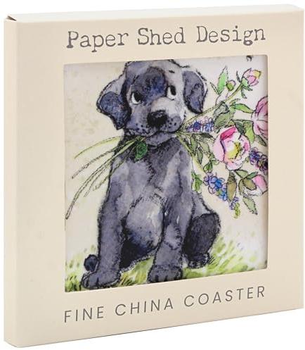 The Leonardo Collection Paper Shed Design Dog with Flowers Coaster For Office Home & Kitchen | Lovely Coaster Set For Decorative Home Accessories Drinks Coasters For Tea & Coffee