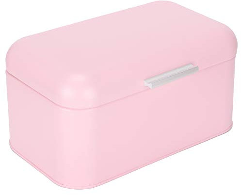 ZenithAur Retro Pink Bread Container Organizer - Large Capacity Bread Bin with Lid for Kitchen Storage, Nice for Home and Cafe Use 12x7.9x5.9in
