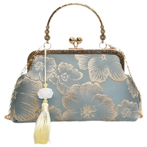 Tsffae Chinesischen Stil Bestickte Schultertasche Elegante Handtasche Retro Kleine Tasche Hochzeit Party Luxus Frauen Abendtasche