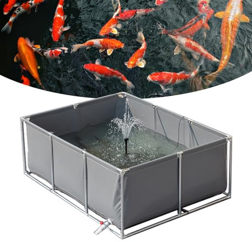 Wujgbnhg Piscine Réservoir de Stockage d'eau, réservoir de rétention temporaire pour Poissons d'eau salée, Piscine autoportée, Fish Pond, étang à Poissons en Toile avec Support (2 * 1.5 * 0.5m-Gris)