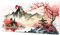Introti Tapis de souris de jeu à l'encre à l'eau style chinois (Style 4 400 x 900 x 3 mm)