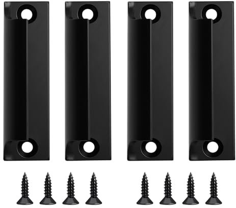 FL HUA 4 tiradores para puerta de balcón exterior, de aluminio, con tornillos, mosquitera, para puertas correderas, ventanas y armarios (negro)
