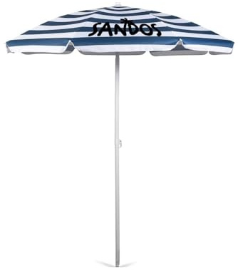 ZOLTA Sonnenschirm Durchmesser 160 cm höhenverstellbar klappbar neigbar Outdoor Schirm mit Tragetasche UV Schutz wasserabweisend Garten Balkon Camping Strandschirm mit Knickfunktion Weiß & Blau