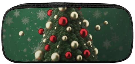 BVKWNTSA Trousse à crayons de grande capacité – Multifonctionnelle, arbre de Noël rond imprimé arbre de Noël, trousse à crayons, trousse à stylos, bureau, trousse à crayons