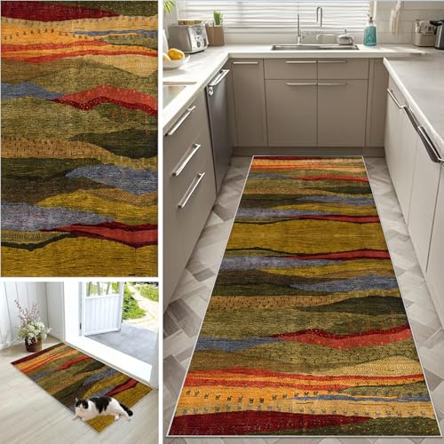 CXUEHNL Teppich Läufer Flur 80 x 500 cm rutschfest Küche Teppiche | Waschbar flurteppiche fußmatten für den Innenbereich meterware Teppichläufer Küchenläufer für Flur Waschküche Schlafzimmer