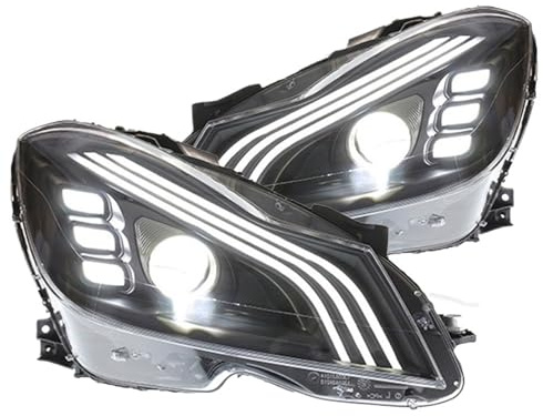 Autolichter passend für C-Klasse W204,LED-Scheinwerfer-Projektorlinse 2011–2014,C180,C200,C260,LED-Scheinwerfer-Tagfahrlicht (Original Xenon)