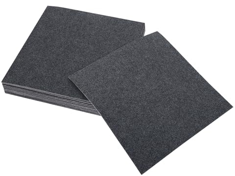 REPOMANDA, 20 Stück Selbstklebende Teppichfliesen 50x50cm, Quadratischer Bodenbelag Aus Polyester, Dunkelgrau, Antirutsch Und Schalldämmend, Für Wohnzimmer, Kinderzimmer, Büro,Leicht Zu Reinigen