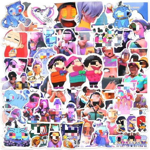 61 Stück Anime Stickers, Wasserdichte Vinyl Aufkleber für Skateboard, Cartoon Sticker Vinyl Buntes Sticker Pack für Kinder Teenager Laptop Guitar Fotoalbum Auto Motorräder Fahrrad