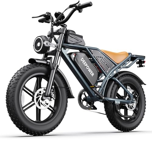 DEEPOWER QS7 Vélo Électrique, Batterie Amovible 48V 60Ah/35Ah/20Ah, Autonomie 110-250KM, Moteur 120 N·m, Pneu Gras 20'' X 4.0, 7 Vitesses, Suspension Hydraulique Complète (Noir Mat)