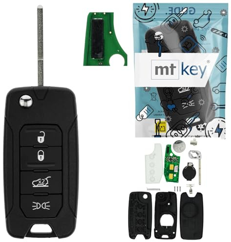 Chiave telecomando pieghevole 434 MHz FSK + transponder 4A HiTag AES + chiave vergine SIP22 4 pulsanti compatibile con Jeep Wrangler JK Renegade Compass II 2016-2018