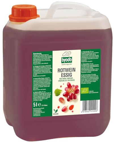Bio-Rotweinessig aus italienischem Rotwein 5 kg Kanister - Byodo, Vegan & Vegetarisch, Ohne Zuckerzusatz, Ideal für Salate & Marinaden, Naturbelassen & Vollmundig