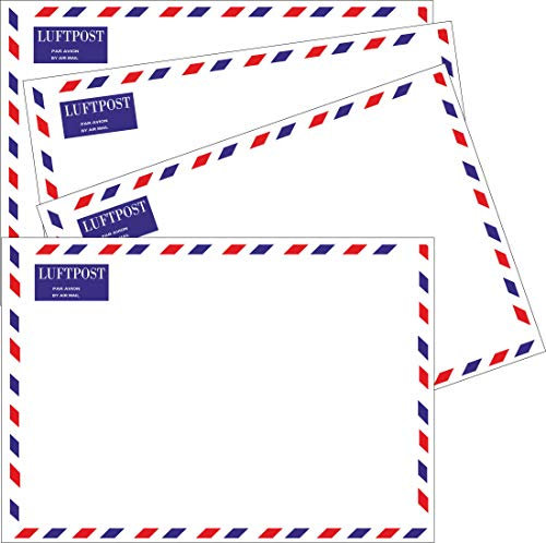 50 Luftpostumschläge - Umschlag C6 ohne Fenster - selbstklebend - Luftpost - Briefe - Ausland - Post versenden