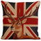 Korb-Outlet Dekokissen Sofakissen Zierkissen Union Jack mit Hirsch Gobelin Stoff 45x45cm DE
