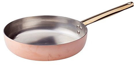Pentole Agnelli ALCU11136 Padella in Rame liscio stagnato a mano con un Manico Tubolare in Ottone, 36 cm
