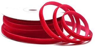 Creativery Samtband 6mm x 10m Rolle - Farbauswahl in 3/6/10/16/22/25/50mm - farbecht & waschbar - Schleifenband für Hochzeit - Geschenkband zum Verpacken Dekorieren Basteln - Rot 250