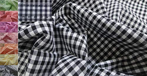 StoffBook Vichy KAROSTOFF Baumwolle KÜCHENKARO Stoff Stoffe, C362 (Schwarz, Karo-größe 5MM)